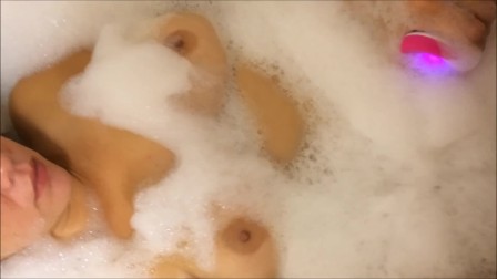 asian Bubble Bath Cum and Orgasm (Big Natural Tits and Facial in the Tub!)