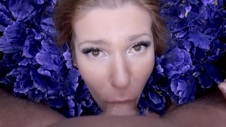 Artistic Dream Porn- Slow Deep blowjob with Angel on a pillow with flowers.