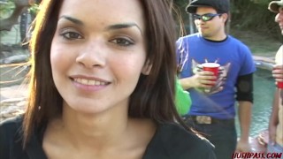 College girl Daisy Marie goes slutty with her girlfriends at frat party