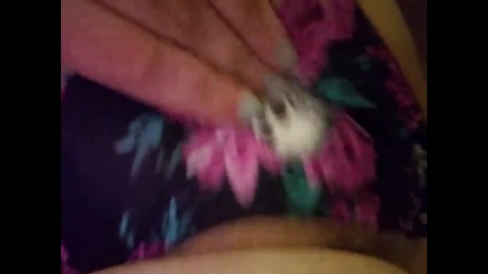 Touching my pussy through panties and playing with dildo