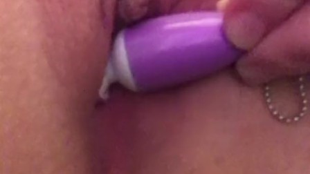 Sexy horny lesbian cums on camera from toys