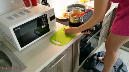 Trampling while cooking by Strict Wife Mia