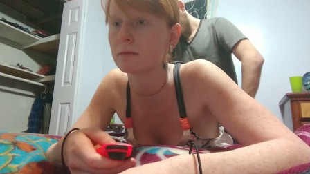 She takes a big dick while playing nintendo