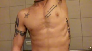 Public Restroom Jack off (Colt Horny playing with his 7 inch Cock)