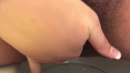 milf gets horny at work and cums in public bathroom