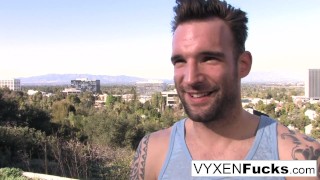 Vyxen Steel lets him cum on her huge tits