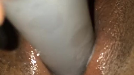 Creamy pussy all over my toy