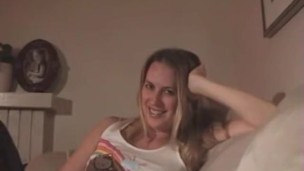 Cute blonde wife sucks her hubbys hard pierced cock