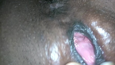Dripping wet pussy with big clit jerking orgasm ebony masturbation