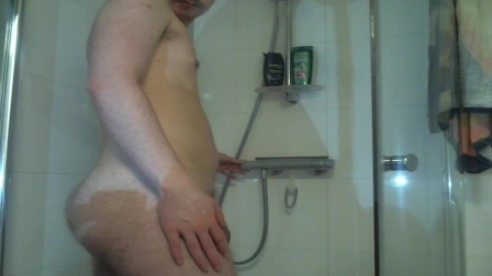 young man soapy shower