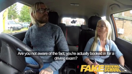 Fake Driving School Busty blonde Barbie Sins wants learners cum on test