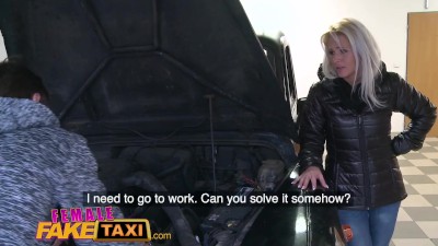 Female Fake Taxi Mechanic gives horny hot blonde a full sexual service