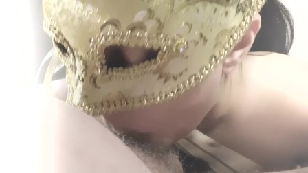 Babe going to masquerade and blows her neighbours CUM on asshole
