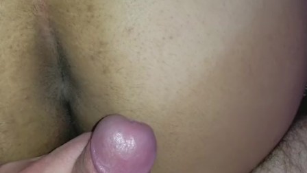 BBW latina's bf precums on her big ass and continues to fuck her doggystyle