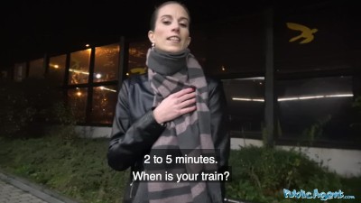 Preview 1 of Public Agent Night Time Outdoor Sex At The Station
