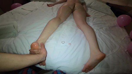 Romantic Oily Ginger teen Massage Turns in Sensual Orgasmic Pussy Fingering