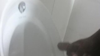 Horny jamaican cum in public toilet at work
