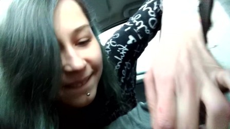 Highway Head - little horny Cocksucker gives blowjob in Car while driving