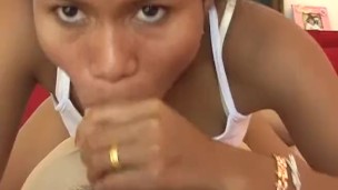Thaiprincess deep throat and finishes it off cum in mouth and cum swallow.