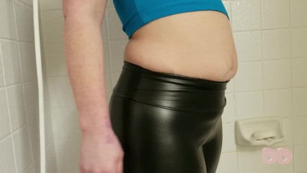 Leather Pants Enema Belly Inflation