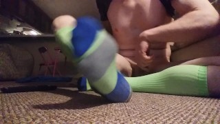 Shooting a load in my new sexy compression socks