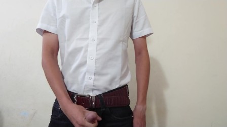 Straight guy in white shirt and his SEXY cock - Cum alot