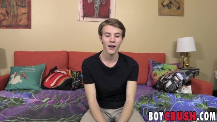 Cute little twink enjoys his solo cock and dildo time