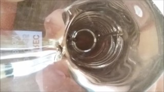 Gl-ass fuck - watch my anus stretch thru a huge glass dildo - straight guy