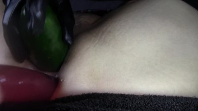 hot wet ass fucked with toys and fucks pussy with a cucumber