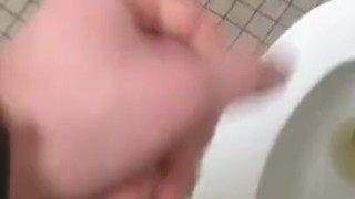 Horny Worker Can’t Help Himself and Masturbates While Peeing at Work