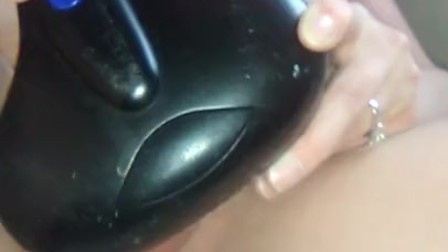 wife masterbates with back massager to orgasm