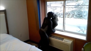 frogmen show at hotel window