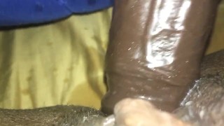 Ebony teen squirting on dildo