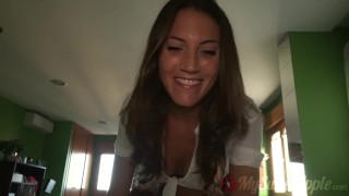 Schoolgirl roommate caught me masturbating and I fucked her