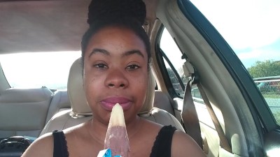 Ebony Big Lips Sucking Ice cream Pop Outside in Car - Cami Creams ...
