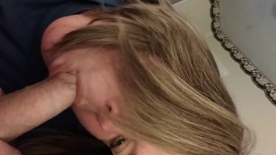 Slutty hot wife drains my cock and swallows it all