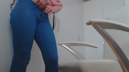 Masturbate at work :Day 92 : take off my jeans .risky flashing .solo female