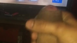 Materbating HARD COCK to some porno using mobile device!