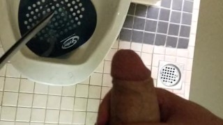 Young Guy Cums in Public Restroom - Almost Caught!