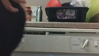 Booty popping in kitchen while cooking