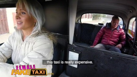 Female Fake Taxi Nympho blonde driver swaps muscly studs cock for cash