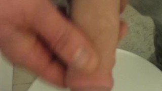 Jerking my little dick at friend's party over guy waiting outside