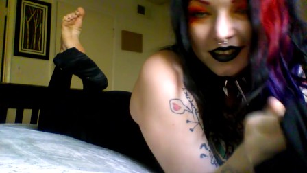 Socks and Bare feet goth girl