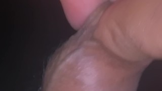 Playing with my long foreskin and soft cock