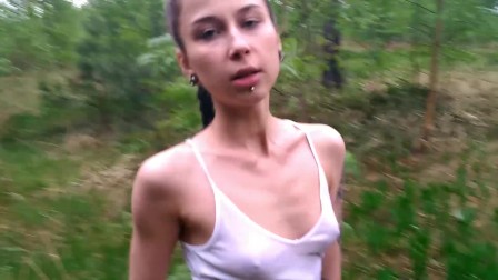 SWEET SLOPPY SUCK in Forest | Facial Cumshot, POV, Wet T shirt