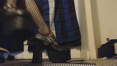 Goth Girl Tramples and Steps All Over Your Dick in her New Platform Heels