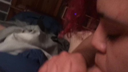 Red head sucking her boyfriends dick