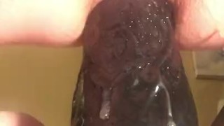 huge manolith dildo in my ass and then my pussy