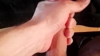 Horny young uncut stud cumming third time this day