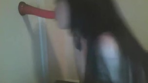 Fucking and Sucking my DIldo on the wall